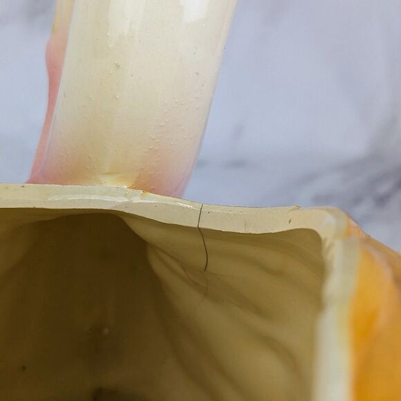 Vintage Swan 12" Ceramic Pottery Planter Decor Pink & Orange Mid-Century Painted - Picture 6 of 7